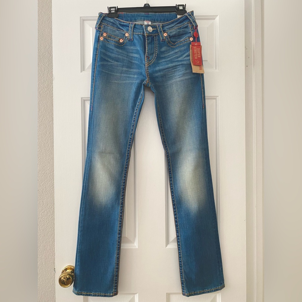 True Religion Slim Straight Big T Amethyst BT Jeans Size 28